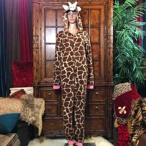 #followme Giraffe Hooded Stretch Fleece Zippered Onesie